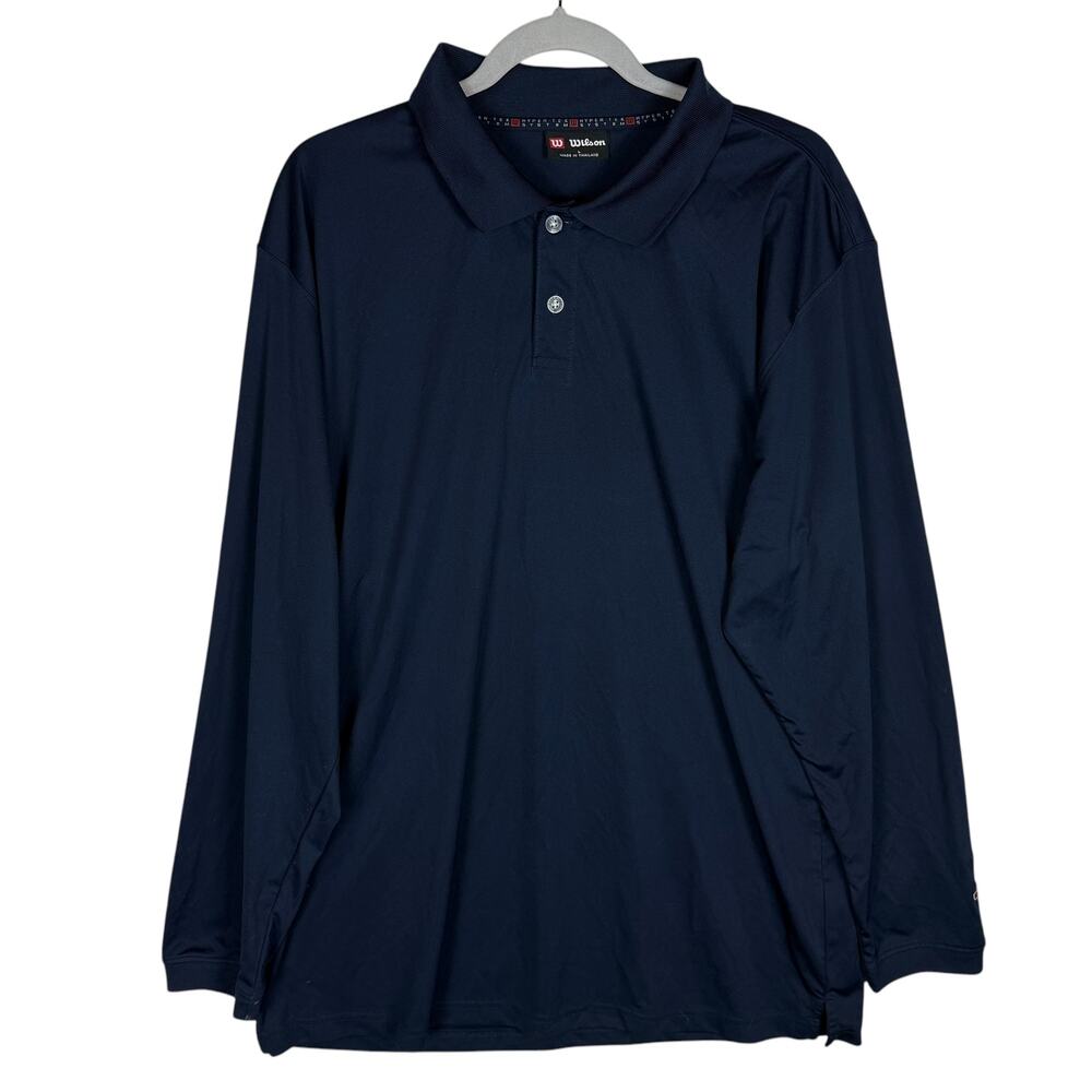 Wilson Polo Shirt Mens‎ Large Navy Blue Hypertext System Long Sleeve Performance